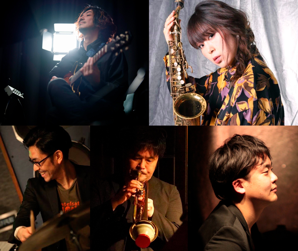 S.B.B.(Sakake Brothers with the Band) 砂掛康浩(gt)砂掛裕史郎(ds)長瀬良司(tp)早川ふみ(as)平光広太郎(p,key)石垣篤友(b)