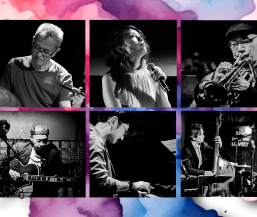 上田和夫Quintet guest:百本マイ(vo) 上田和夫(ds)小森淳(gt)飯沼真(b)新谷卓也(p)照喜名俊典(euph,tub)